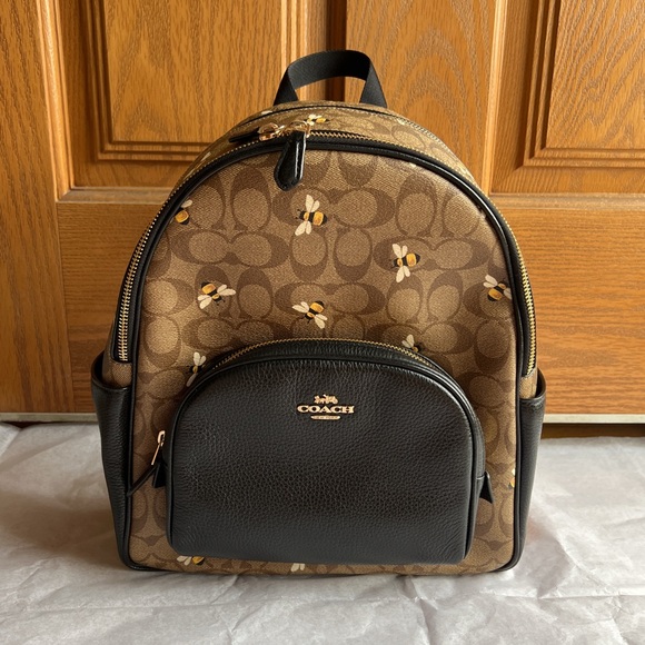 Coach Court Backpack in Signature Canvas with Bee Print Coach Court Backpack in Signature Canvas with Bee Print